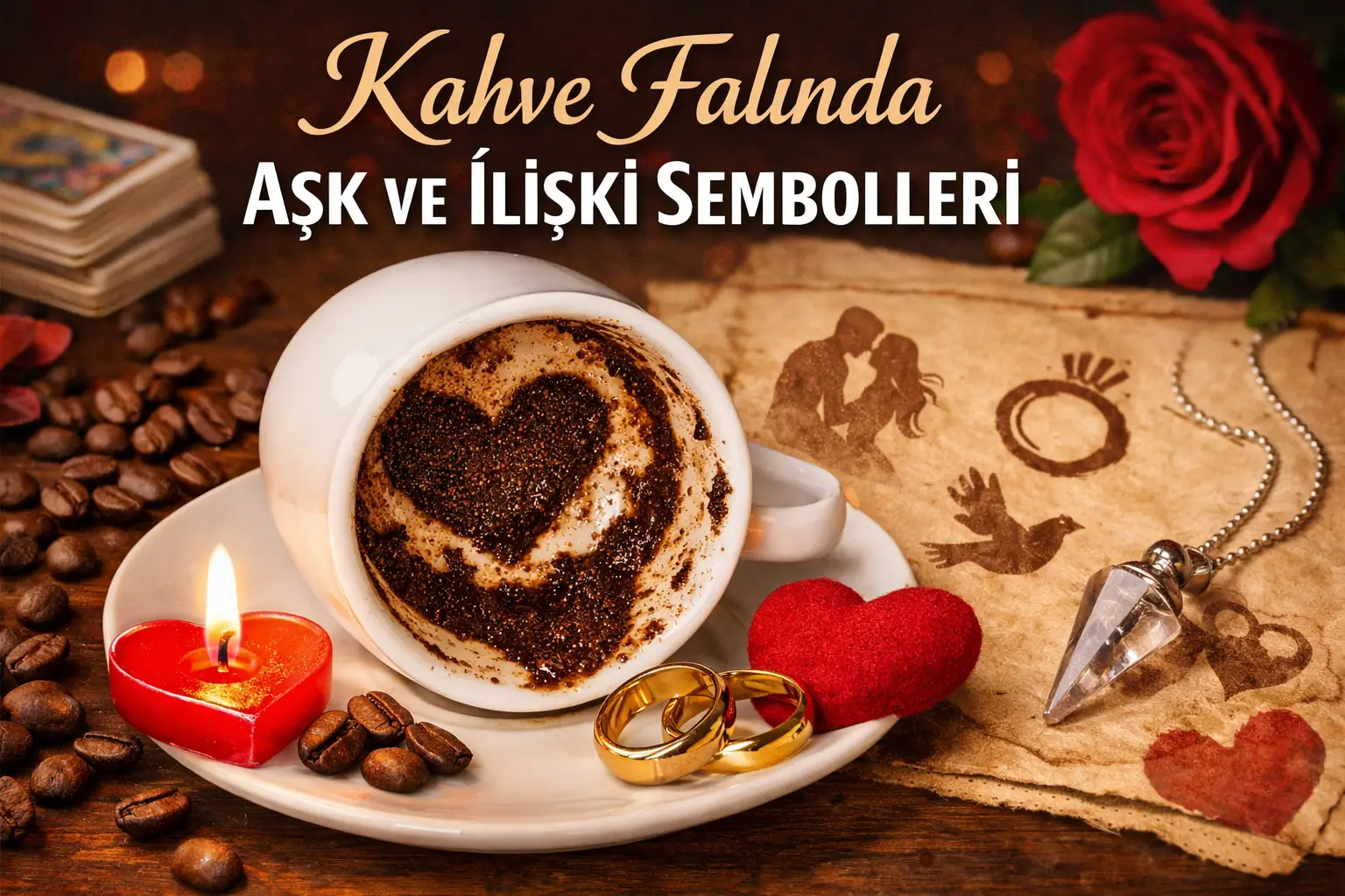Love & Relationship Symbols in Coffee Fortune: Heart, Rose, Bird and More