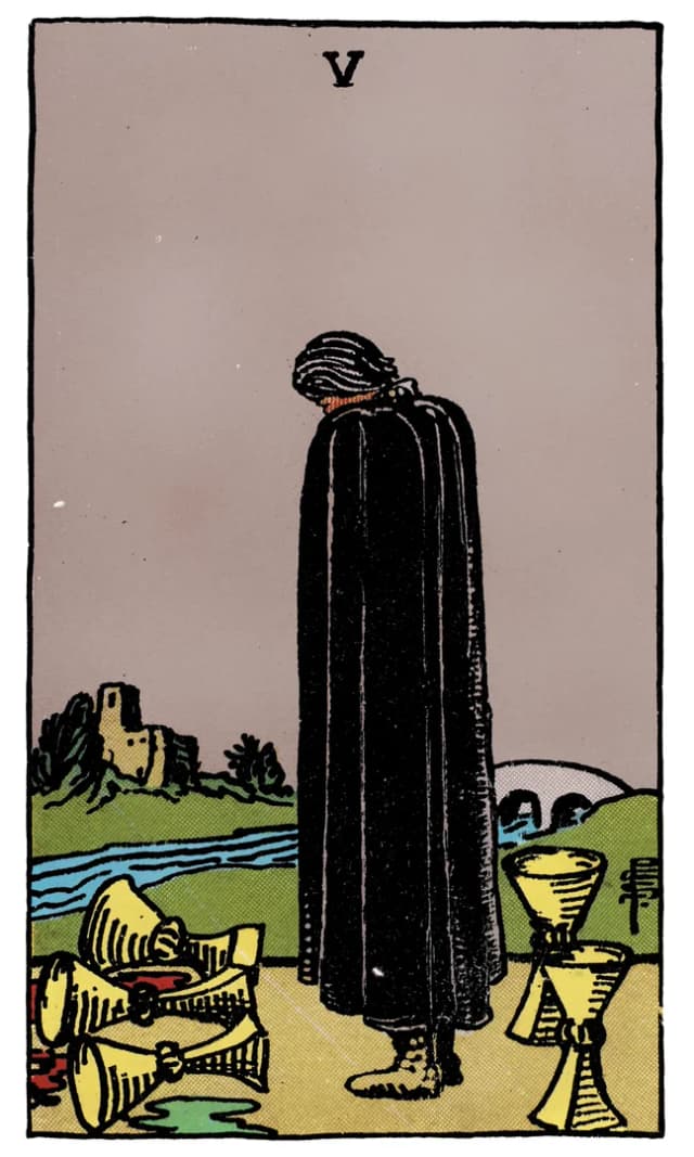 Kupa Beşlisi Tarot Kartı